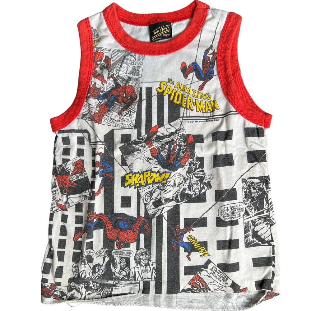 Vintage 1984 Amazing Spider-Man Tank Top Half Top Boys Size 10/12